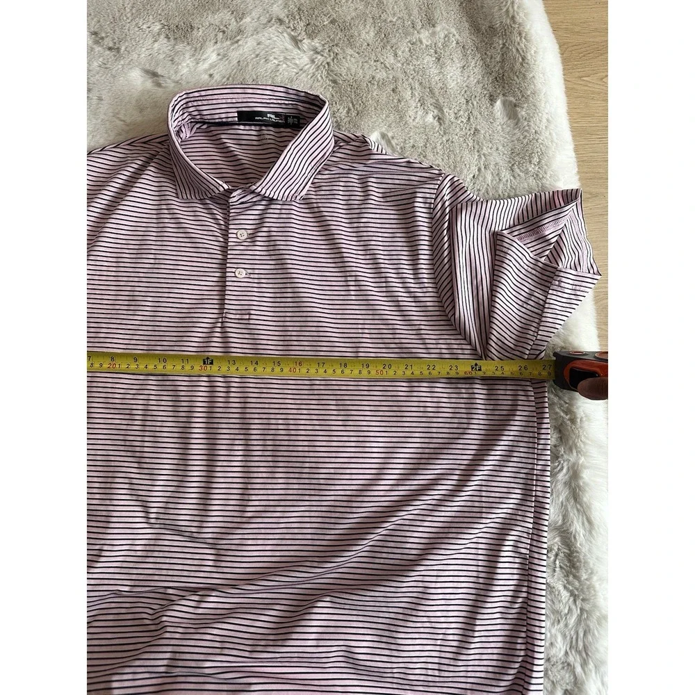 RLX Ralph Lauren Polo‎ Shirt Mens XXL Pink White Striped Governors Club TN Golf